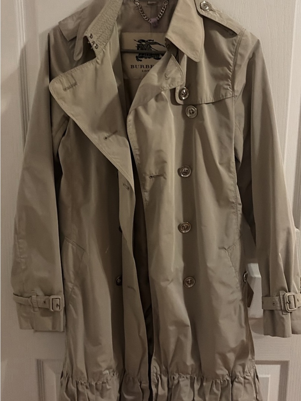 Burberry Tan Trench Coat with Button Front